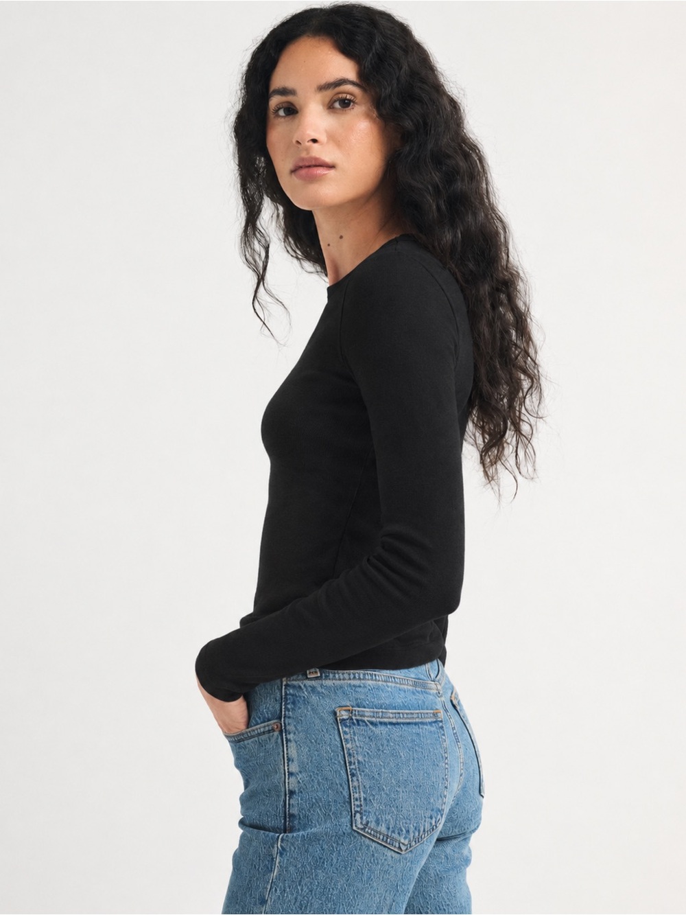 long-sleeve powdered rib tee